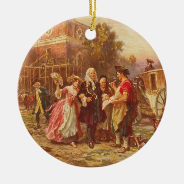 Byggande Liberty Jean Gerome Ferris-vaggan Julgransprydnad Keramik (Framsidan)