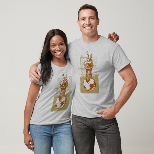 Byggande Peace Brown Långärmad Raglan Tee Shirt (Unisex)