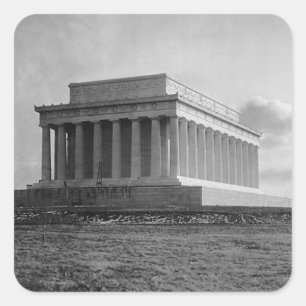 Byggandet av Lincoln Memorial (1920) Fyrkantigt Klistermärke