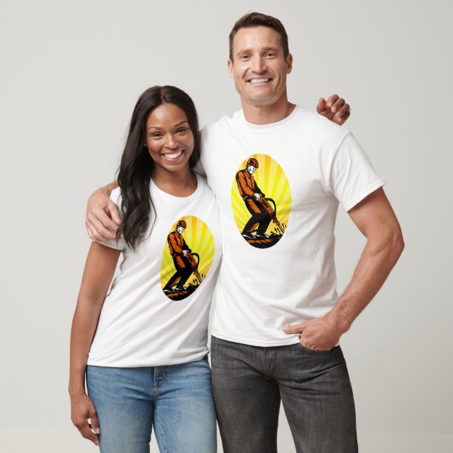 Byggarbetare Jackhammer Oval Tee (Unisex)