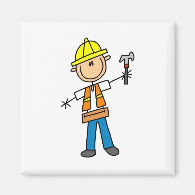 Byggarbetare med hammer Magnet (Framsidan)