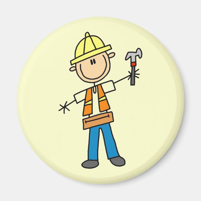 Byggarbetare med hammer magnet (Framsidan)