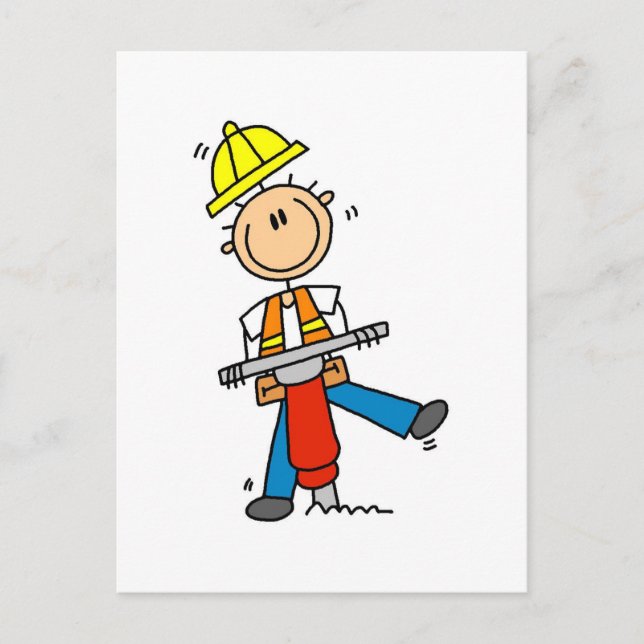 Byggarbetare med Jack Hammer Vykort (Framsida)
