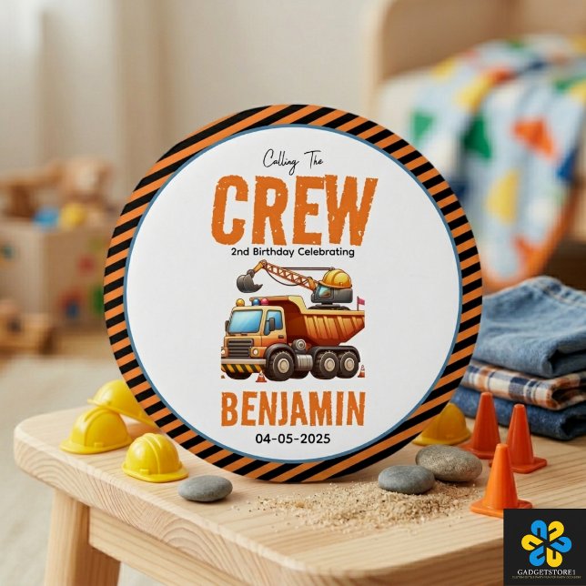 Byggarbetarens Dumpernisse 2-års födelsedag Knapp (Construction Crew Dump Truck Boy 2nd Birthday Button
)