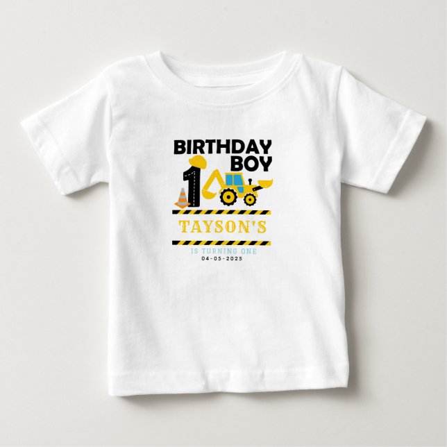 Byggarbil 1-årsdag | Barnkalas T Shirt (Framsida)