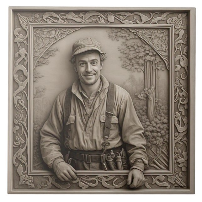 Byggare - keramiskt plattor för konst och hantverk kakelplatta (Framsidan)