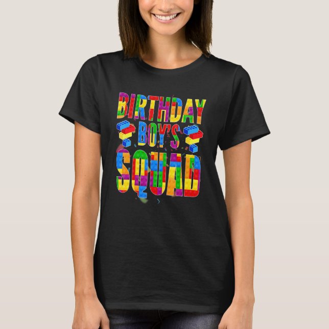 Byggaren Byggnad block Squad of Birthday T Shirt (Framsida)