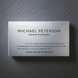 Byggaren Developer Brushed Steel Metall Visitkort