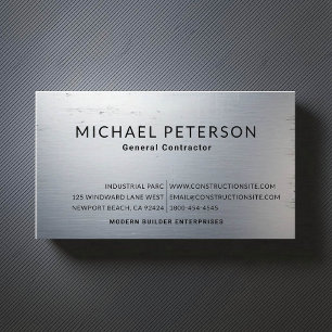 Byggaren Developer Brushed Steel Metall Visitkort
