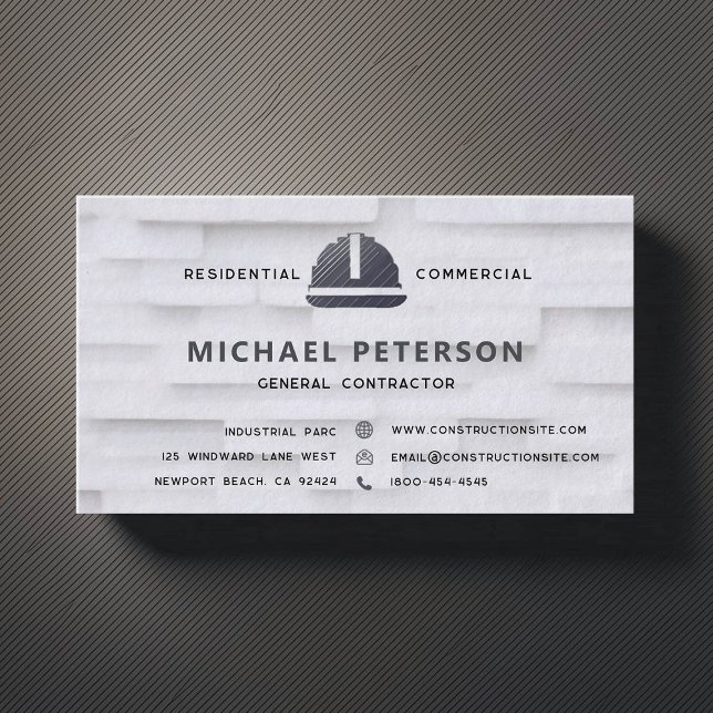 Byggaren Developer White Brick Modern Visitkort (construction company builder remodeling business card white brick simple minimalist modern)