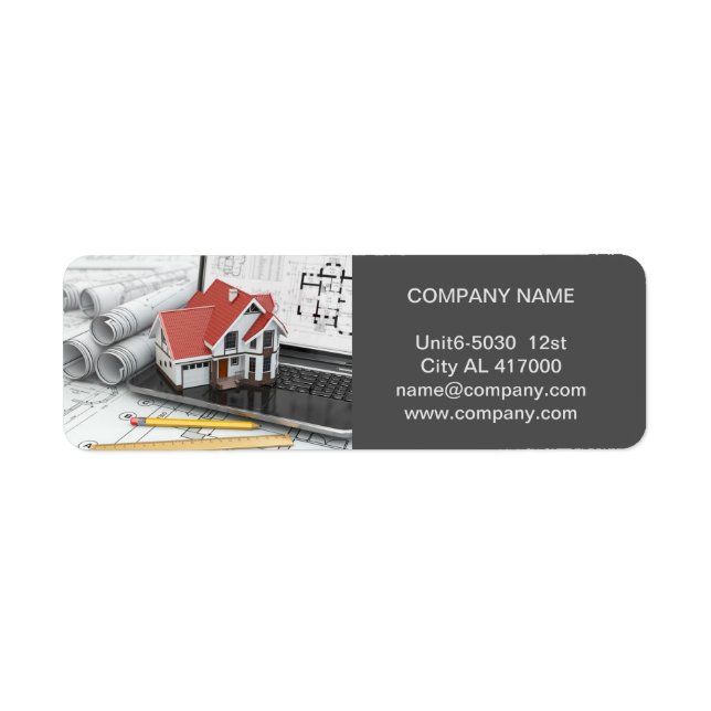 Byggarkitekt för renovering av Handyman Returadress Etikett (Framsidan)