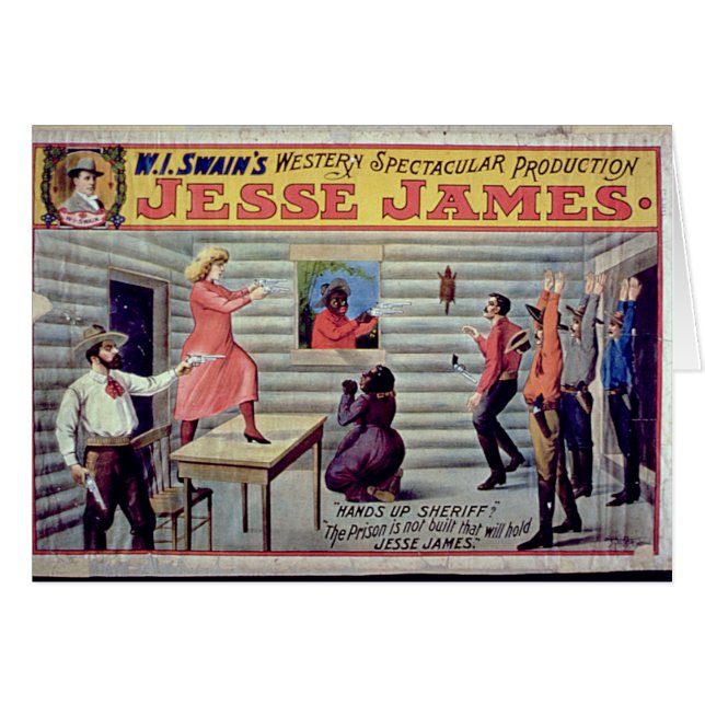'Byggas fängelset inte som ska hållen Jesse Jame Hälsningskort (Framsidan Horizontal)