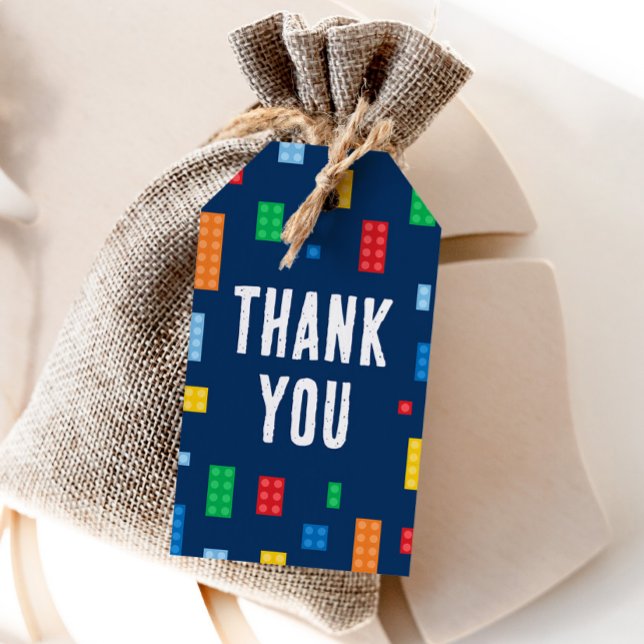 Byggblock Pojkfödelsedag Presentetikett (Skapare uppladdad)