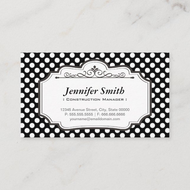 Byggchef - Black Polka dots Visitkort (Framsida)