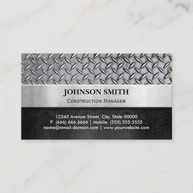 Byggchef - Diamond Metall Plate Visitkort (Framsida)