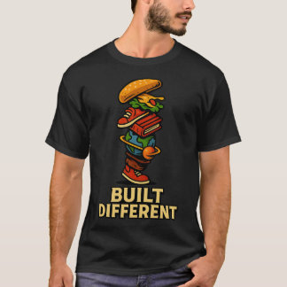 Byggd Annorlunda Staplad Illustration T-Shirt