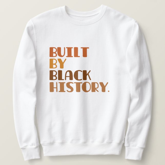Byggd av svart historia lång ärmad tröja (Design framsida)