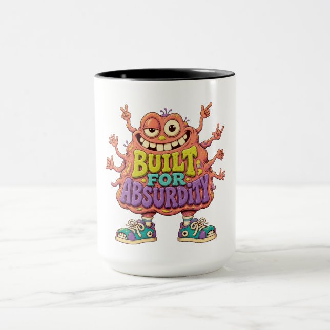 Byggd för absurditet – konstig rolig monsterteckna mugg (Center)