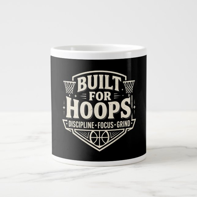 Byggd för Hoops Basket Motivation Jumbo Mugg (Framsidan)
