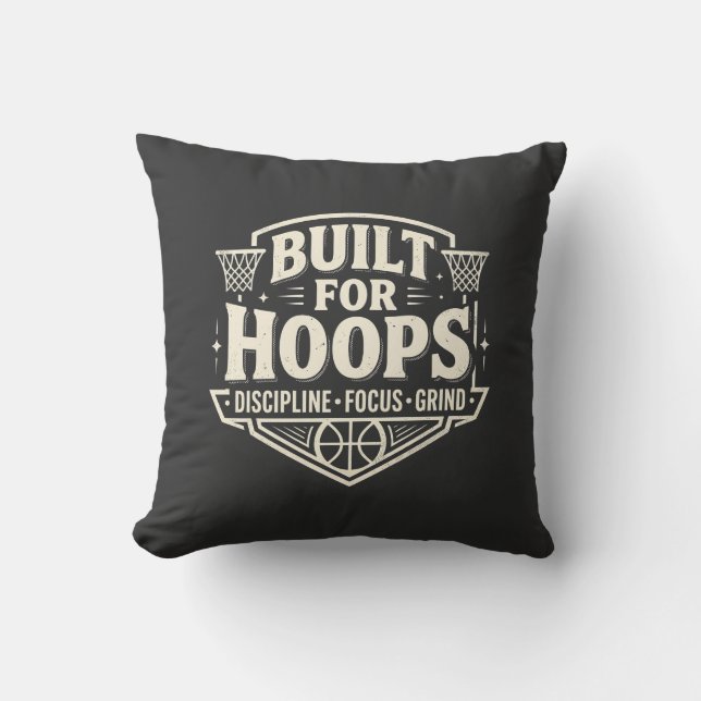 Byggd för Hoops Basket Motivation Kudde (Framsida)