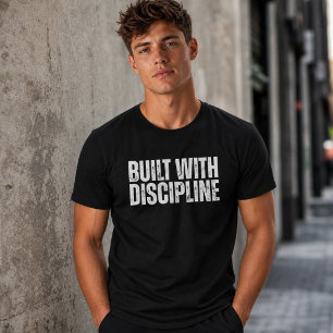 Byggd Med Disciplin Gym Motivation Fet Text T-Shir T Shirt