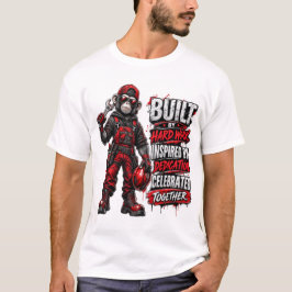 BYGGD PÅ HÅRT ARBETE UPPFYLLD AV DEDIKATION FJÄDRA T SHIRT