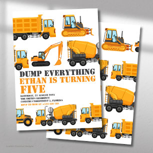 Byggdag Födelsedagsdumpare & Bulldozer-fest Inbjudningar