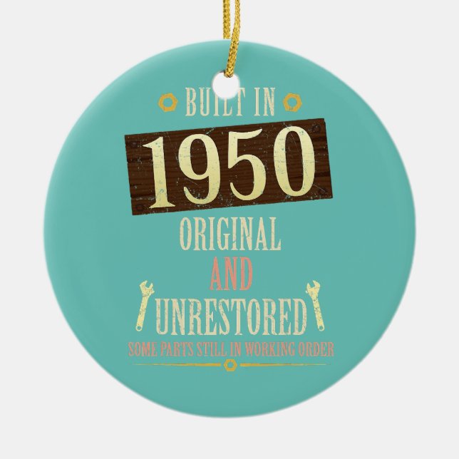 Byggdes 1950, ursprungligt och ej återställt julgransprydnad keramik (Framsidan)