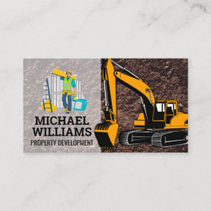 Bygge Collar Earth Mover Fordon Visitkort