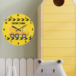 Bygge Fordon Boys Personlig Kids Room Stor Klocka