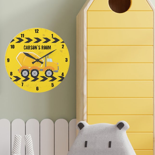 Bygge Fordon Boys Personlig Kids Room Stor Klocka (Skapare uppladdad)