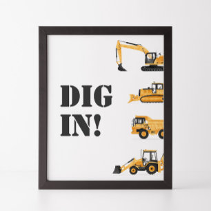 Bygge Fordon födelsedag Gräver i livsmedelsskylt Poster