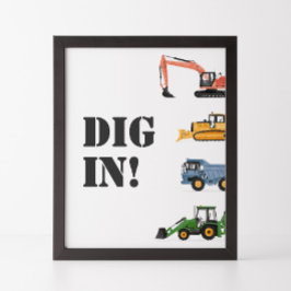 Bygge Fordon födelsedag Gräver i livsmedelsskylt Poster
