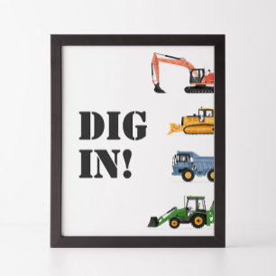 Bygge Fordon födelsedag Gräver i livsmedelsskylt Poster