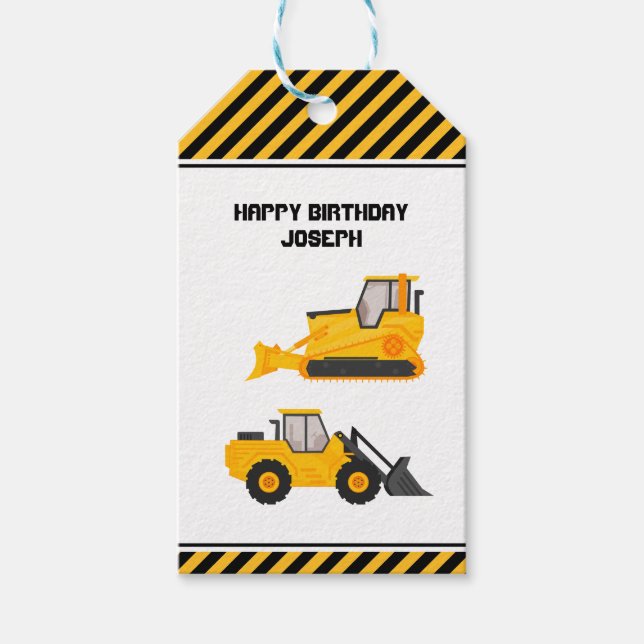 Bygge Fordon Lastbilar Guld Presentetikett (Framsidan)