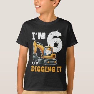 Bygge Lastbil 6e födelsedag 6 år gammal T Shirt