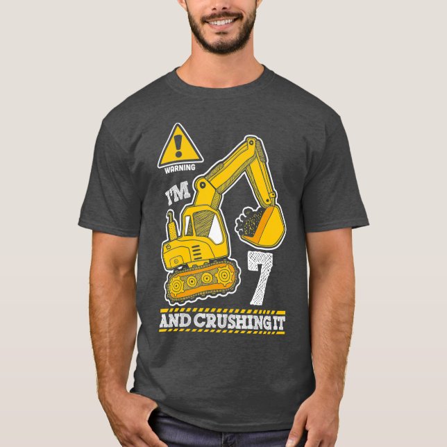 Bygge Lastbil 7:e födelsedag 7 år gammal T Shirt (Framsida)