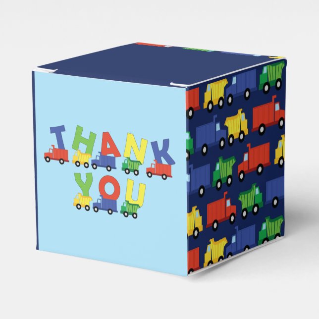 Bygge Lastbil Baby Shower Presentaskar (Framsidan Sidan)