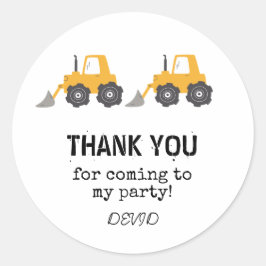 Bygge Lastbil Birthday Round Sticker Runt Klistermärke