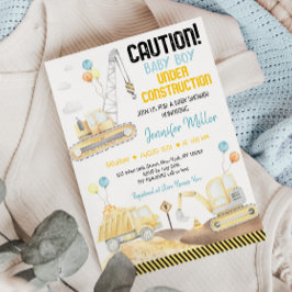 Bygge Lastbil Digger Baby Shower Inbjudningar