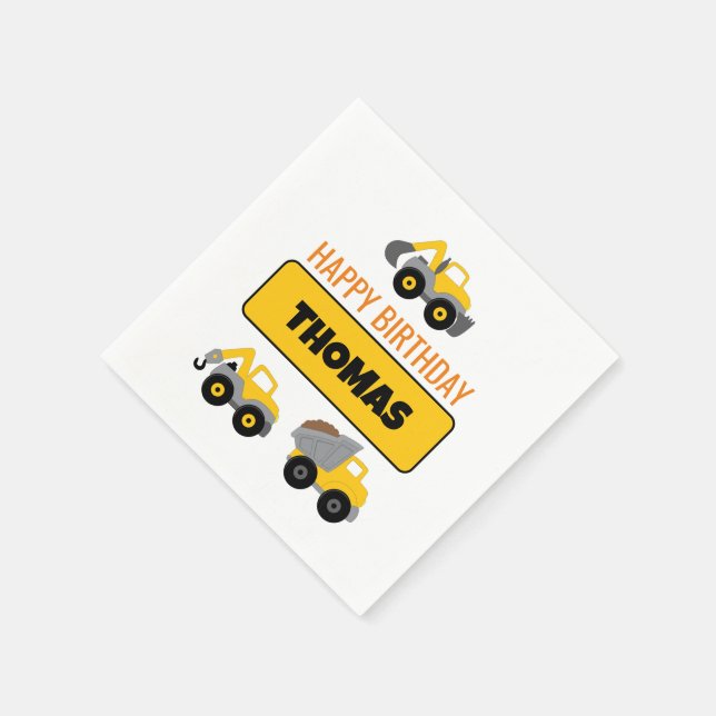 Bygge Lastbil födelsedag Pappersservett (Hörn)