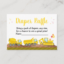 Bygge Lastbilar Boy Shower Raffle Tilläggskort