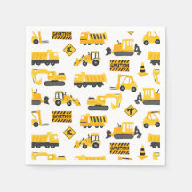 Bygge Lastbilar Födelsedagsfest Mönster White