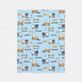 Bygge Lastbilar Mönster Blue Fleecefilt