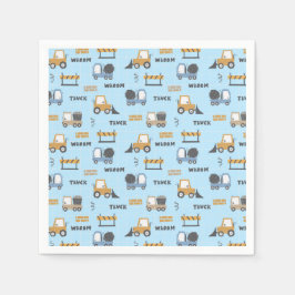 Bygge Lastbilar Mönster Blue Pappersservett