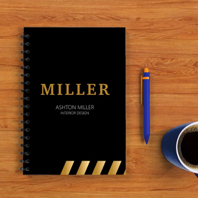 Byggentreprenör Svart och Metallisk Guld Anteckningsbok (Building Contractor Black And Metallic Gold Notebook)