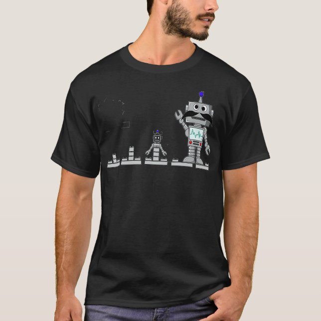 Bygger block Brick Robot med Mustache Robotics T Shirt (Framsida)