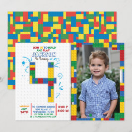 Bygger Blockar födelsedag 4 års inbjudan