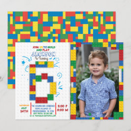 Bygger Blockar födelsedag 6 års inbjudan