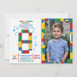 Bygger Blockar födelsedag 8 års inbjudan